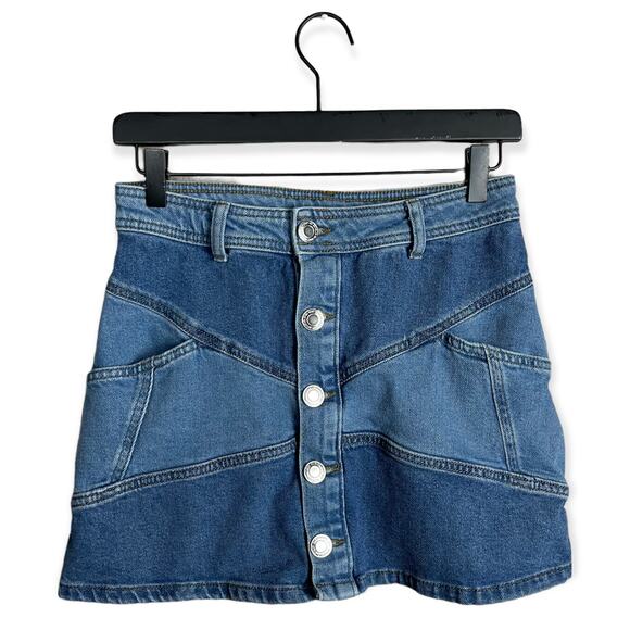 Y2K Denim Patchwork Mini Skirt Size 5 - Picture 1 of 6